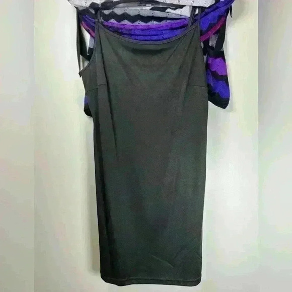 Danny and Nicole Chevron Print Purple Gray Black Belted Knit Dress Size Large - Picture 10 of 14
